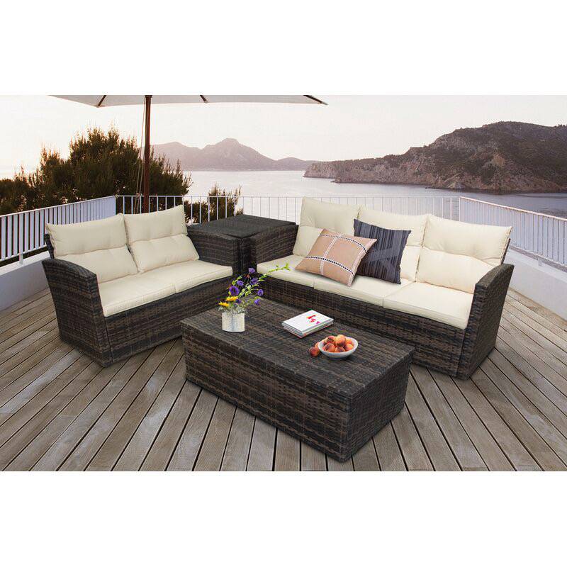 kelton 4 piece rattan sofa seating group with cushions